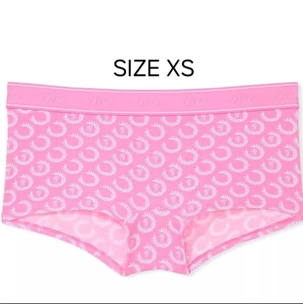 NWT Victoria's Secret PINK Shortie Boyshort Panties Size XS Pink Logo Print
